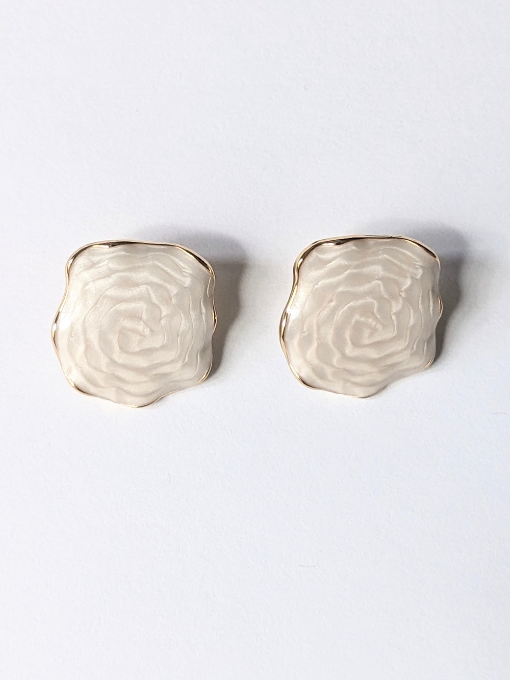 Cream Enamel Stud Earrings